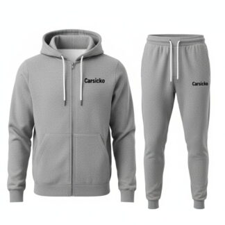 Grey Zip Up Tracksuit front view